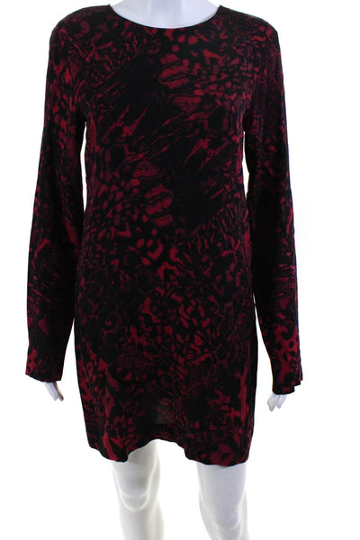& Other Stories Womens Animal Print Open Back Knee-Length Shift Dress Red Size 4