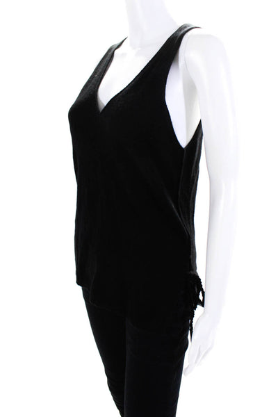 27 Miles Womens 100% Cashmere Sleeveless V Neck Tied Sides Tank Top Black Size S