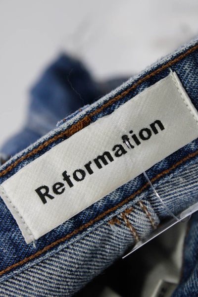 Reformation Women's Midrise Medium Wash Button Fly Cut-Off Short Size 23