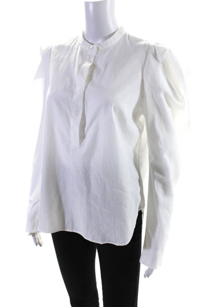 ALC Womens Long Sleeve High Neck Poplin Button Up Shirt Blouse White Size 8