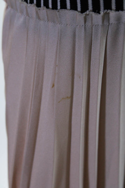 Cedric Charlier Womens Pleated Satin Jersey Midi A Line Dress Pink Gray Size 10