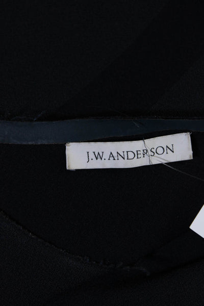 J.W.ANDERSON Womens Raw Hem Crepe Sleeveless Midi Sheath Dress Navy Size 8