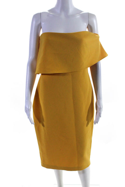 Likely Womens Back Zip Layered Off Shoulder Sheath Dress Yellow Size 10