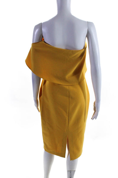 Likely Womens Back Zip Layered Off Shoulder Sheath Dress Yellow Size 10
