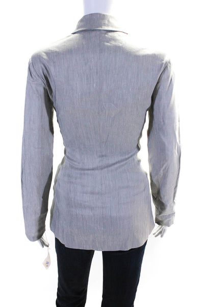 Jenne Maag Women's Collar Long Sleeves Button Down Pockets Jacket Gray Size P