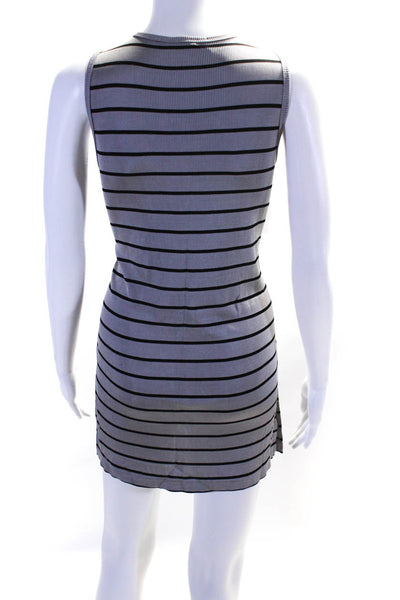 Tyler Boe Womens Scoop Neck Sleeveless Slit Hem Dress Gray Black Striped Size XL
