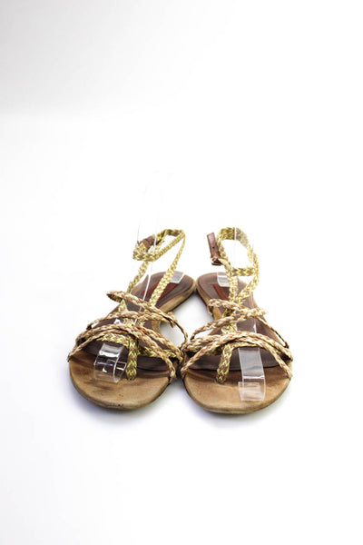 Missoni Women's Strappy Braided Open Toe Flat Sandals Beige Size 7