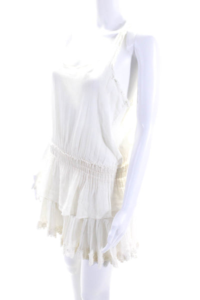 Love Shack Fancy Women's Cotton Racerback Tiered Lace Trim Skirt White Size 1