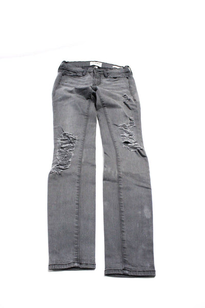 Frame Women's Mid Rise Distressed Skinny Jeans Gray Black Size 24, Lot 2