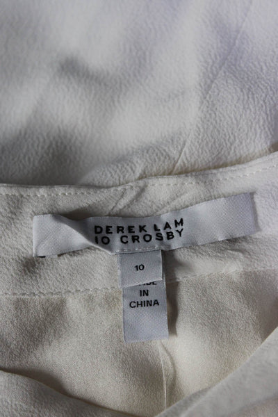 Derek Lam 10 Crosby Women's Sleeveless V Neck Silk Collar Blouse Ivory Size 10
