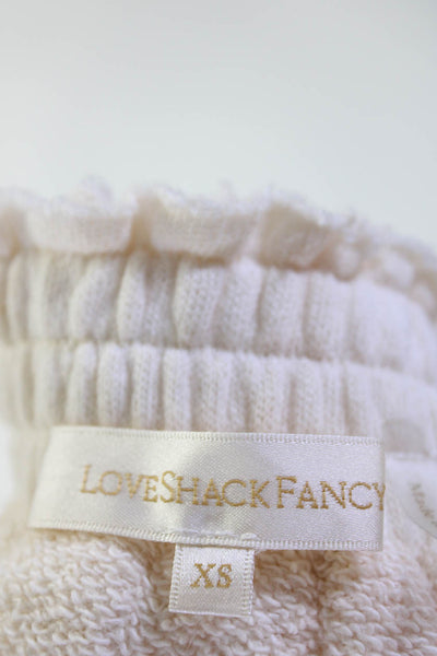Love Shack Fancy Women's Cotton A Line Ruffle Mini Skirt Beige Size XS