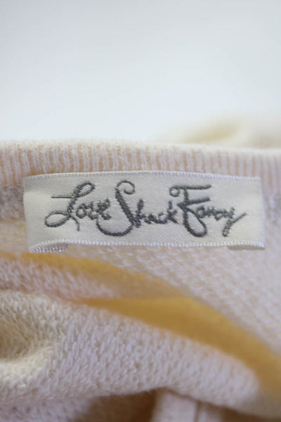 Love Shack Fancy Women's Long Sleeve Crewneck Ruffle Sweater Beige Size S