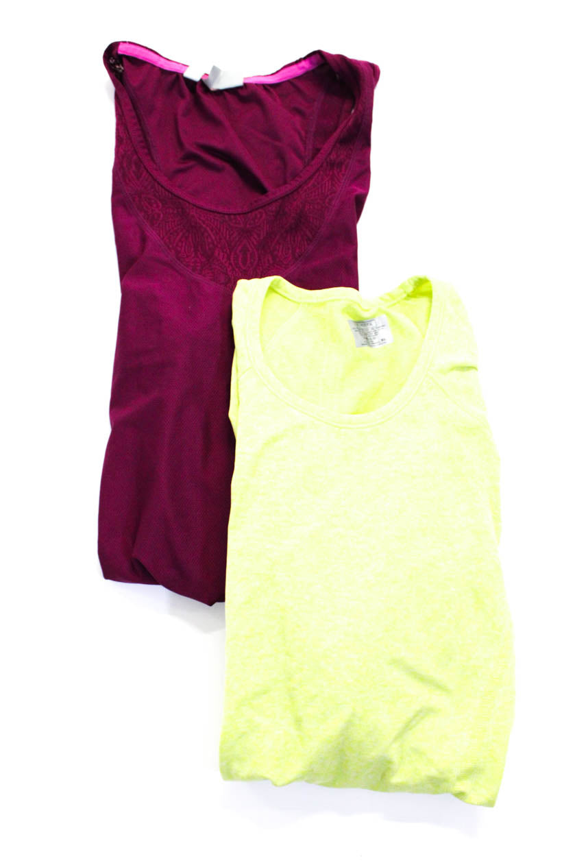 Athleta Women's Athletic Long Sleeve Top Lime Green Purple Size XL