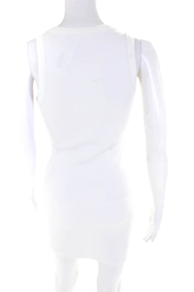Meshki Women's Ribbed Crewneck Mini Pullover Tank Dress White Size M