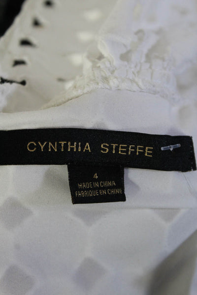 Cynthia Steffe Womens Cotton Cut Out Off The Shoulder Mini Dress White Size 4