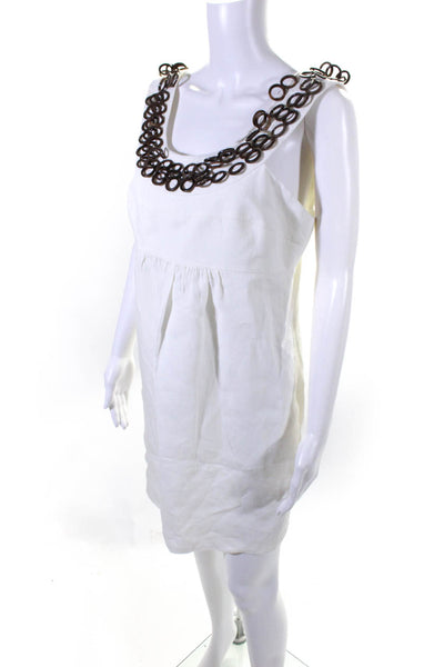 Milly Of New York Womens Linen Sleeveless High Waist Dress White Size 10