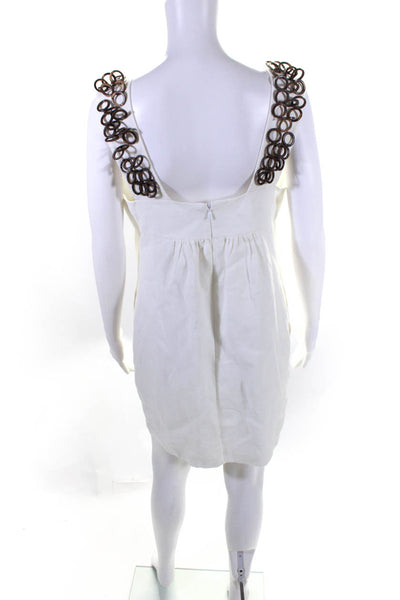 Milly Of New York Womens Linen Sleeveless High Waist Dress White Size 10