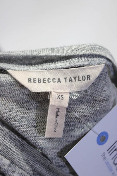 Rebecca Taylor Women's Sleeveless Ruffle Hem Crewneck Blouse Gray Size XS