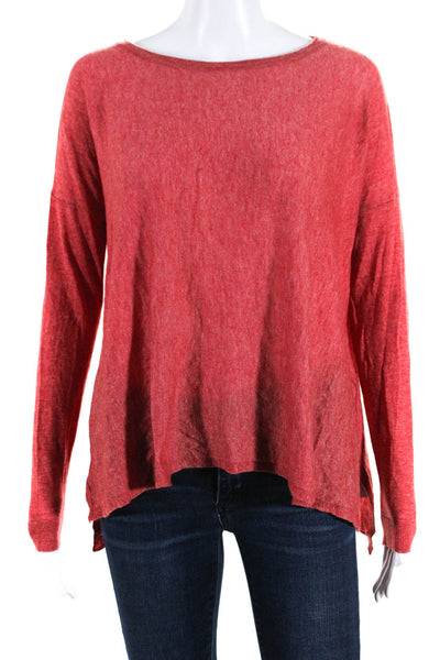 Eileen Fisher Womens Long Sleeve Crew Neck Sweater Red Size Extra Extra Small
