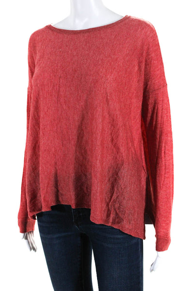 Eileen Fisher Womens Long Sleeve Crew Neck Sweater Red Size Extra Extra Small