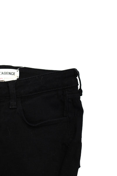 L'Agence Womens Andrea High Rise Skinny Leg Jeans Black Cotton Size 25