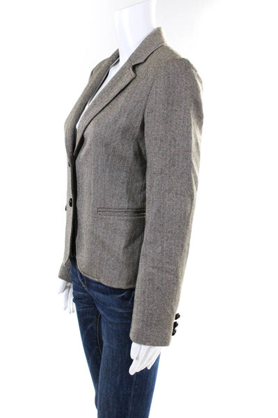 J Crew Women's Lined Long Sleeve Two Button Mid-Length Blazer Jacket Gray Size 6