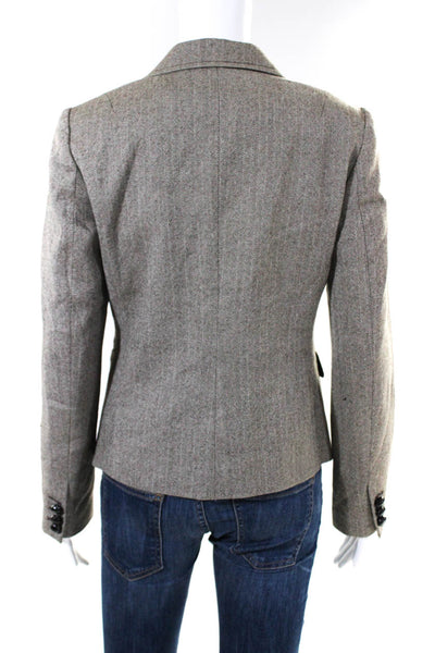 J Crew Women's Lined Long Sleeve Two Button Mid-Length Blazer Jacket Gray Size 6
