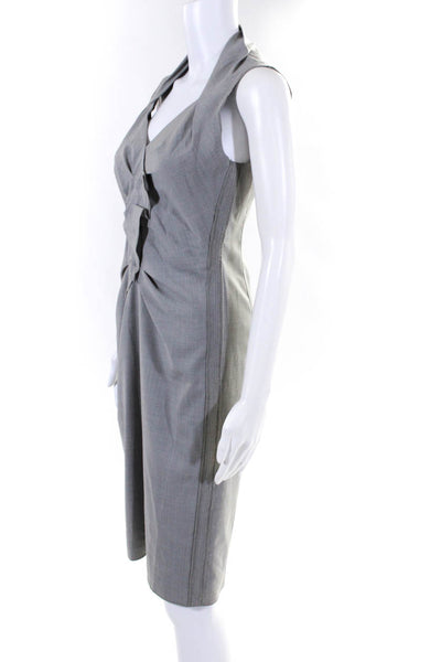 Magaschoni Women's Sleeveless Unlined V-Neck Pencil Midi Dress Gray Size 0