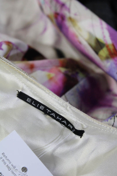 Elie Tahari Women's Lined Sleeveless Crew Neck Abstract  Pencil Dress White 4