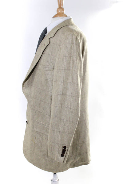 Southwick Men's Cotton Long Sleeve Two Button Mid-Length Blazer Beige Size XL
