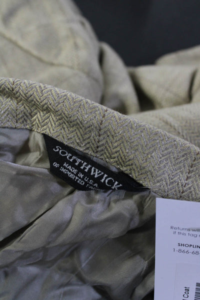 Southwick Men's Cotton Long Sleeve Two Button Mid-Length Blazer Beige Size XL