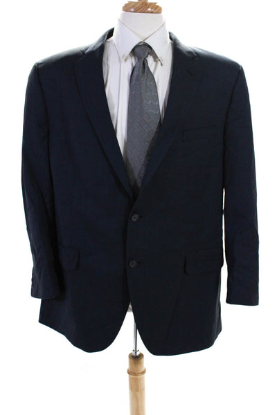 Peter Millar Men's Wool Lined Long Sleeve Plaid Suit Blazer Blue Size 46
