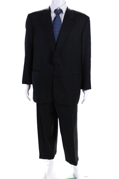 H. Freeman & Son Men's Lined Long Sleeve Two-Button Pinstripe Suit Gray Size