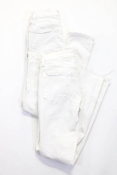 Frame Denim Womens High Rise Skinny Crop Jeans White Cotton Size 25 26 Lot 2