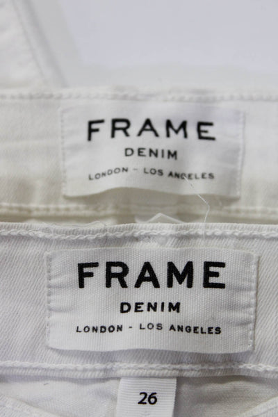 Frame Denim Womens High Rise Skinny Crop Jeans White Cotton Size 25 26 Lot 2