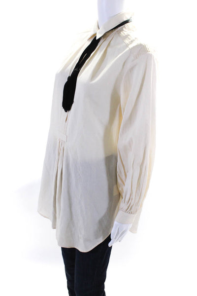 3.1 Phillip Lim Womens Silk Long Sleeve Collared Button Top Blouse Beige Size 2
