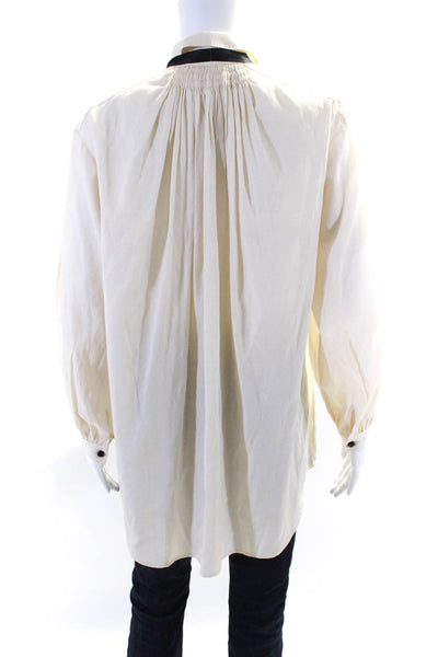 3.1 Phillip Lim Womens Silk Long Sleeve Collared Button Top Blouse Beige Size 2