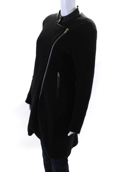 BB Dakota Womens Off Centered Zip Up Mid Length Jacket Coat Black Size M