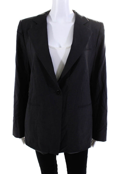 Armani Collezioni Womens One Button Slim Fit Suit Jacket Blazer Gray Size 12