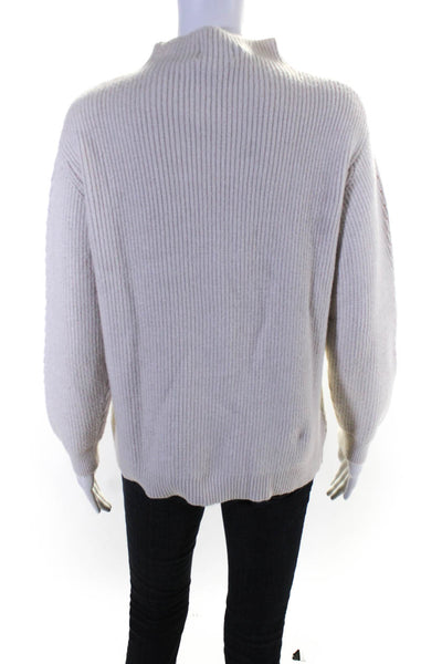 Halston Women's Mock Neck Long Sleeves Knit Sweater Beige Size S