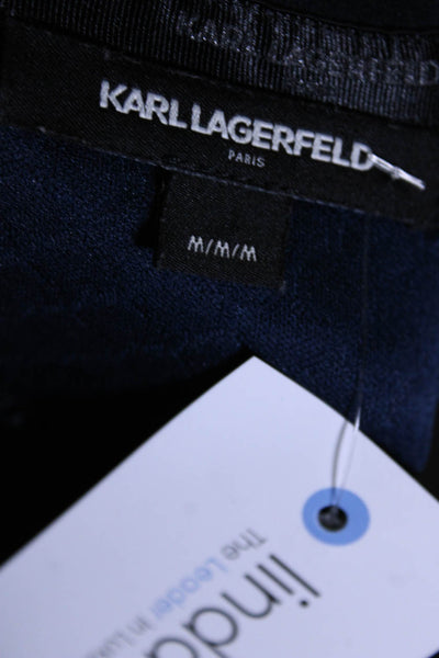 Karl Lagerfeld Men's Crewneck Long Sleeves Sweater Navy Blue Size M