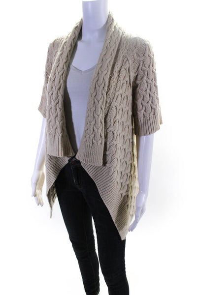 Calypso Saint Barth Womens Cable Knit Half Sleeve Cardigan Sweater Beige Size XS