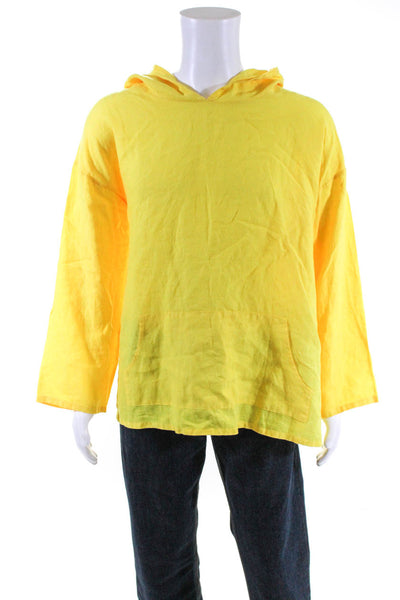 Bryn Walker Men's Cotton Oversized Pull Over Pocked Poncho Yellow Size L