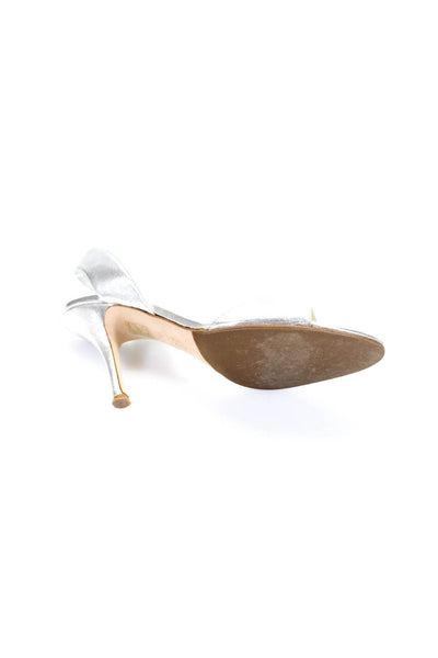 Pancaldi for Diane B Womens Metallic Leather Slingback Sandals Silver Size 40 10