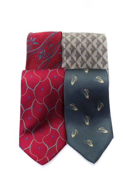 Valentino Cravatte Men's Abstract Print Silk Ties Red Blue Beige One Size Lot 3