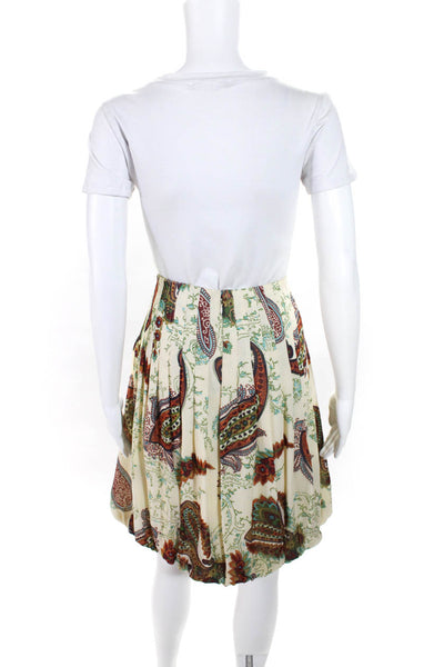 Kay Unger Womens Silk Paisley Print A Line Bubble Skirt White Size 6