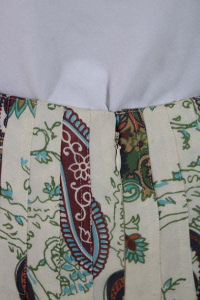 Kay Unger Womens Silk Paisley Print A Line Bubble Skirt White Size 6