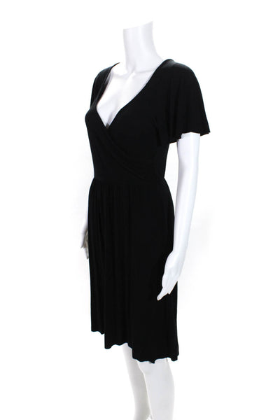 Michael Stars Womens V Neck Short Sleeve A Line Dress Black Size One Size