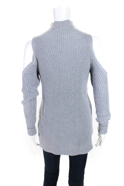 Michael Michael Kors Women's Chunky Knit Cold Shoulder Sweater Gray Size XS