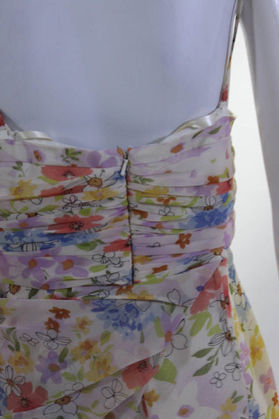 Jill Stuart Womens Floral Print Ruched Thin Strap Mini Dress Multicolor Size 10
